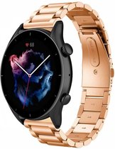 Stalen Smartwatch bandje - Geschikt voor  Amazfit GTR 3 - Pro stalen band - rosé goud - GTR 3 & GTR 3 Pro - Strap-it Horlogeband / Polsband / Armband