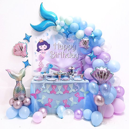 136 PCs Mermaid Ballonboog – Meermin - Ballon Verjaardag – Decoratie- Babyshower – Verjaardag – Bruiloft – Feest - Complete Set