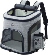 Draagtas en Rugzak (L) voor dieren - katten en honden - Zwart/Grijs - Maat L - 40x27x41 - Huisdier - Transportbox - Pet Carrier - Rugtas voor onderweg - Reis tas