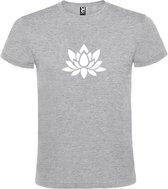Grijs  T shirt met  print van "Lotusbloem " print Wit size XXXXL