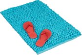 Relaxdays badmat chenille - douchemat - badkamermat - voetmat - wasbaar - 50 x 80 cm - Aqua