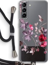 Case Company® - Samsung Galaxy S21 hoesje met Koord - Mooie bloemen - Telefoonhoesje met Zwart Koord - Bescherming aan alle Kanten en Over de Schermrand