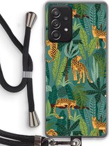 Case Company® - Samsung Galaxy A52 hoesje met Koord - Luipaard 2 - Telefoonhoesje met Zwart Koord - Bescherming aan alle Kanten en Over de Schermrand