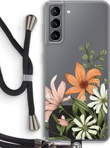 Case Company® - Samsung Galaxy S21 hoesje met Koord - Floral bouquet - Telefoonhoesje met Zwart Koord - Bescherming aan alle Kanten en Over de Schermrand