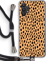 Case Company® - Samsung Galaxy A32 5G hoesje met Koord - Panter - Telefoonhoesje met Zwart Koord - Bescherming aan alle Kanten en Over de Schermrand