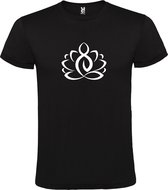 Zwart  T shirt met  print van "Lotusbloem met Boeddha " print Wit size XXXXL