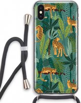 Case Company® - iPhone XS hoesje met Koord - Luipaard 2 - Telefoonhoesje met Zwart Koord - Extra Bescherming aan alle Kanten en Over de Schermrand