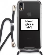Case Company® - iPhone XR hoesje met Koord - Don't give a shit - Telefoonhoesje met Zwart Koord - Extra Bescherming aan alle Kanten en Over de Schermrand
