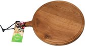 De Smikkelplank - Serveerplank - Eikenhout - Rond - XL - Ø45cm - Pizzaplank - Handvat - Sapgeul