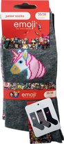 Emoji meisjes sokken - 3 paar - maat 35/38 - UNICORN - 80% katoen - unicorn flamingo & cats - Grijs Blauw & roze