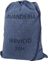 Katoenen waszak -MEGA - met trekkoord - Lavanderia 24 H - Marine Blauw - 130 x 70 cm