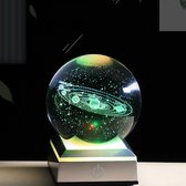 Glazen Bol met Zonnestelsel – LED-lamp Zonnestelsel Kristalglas – Planetenbol met LED – Laser gegraveerd Kristalglas – 3D Miniatuur Planetenbol – Kosmische ruimtekunst - Glazen Bol