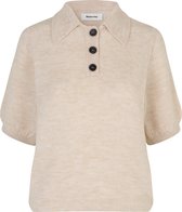Beige fijn gebreide polo Irene - Modstrom - Maat M