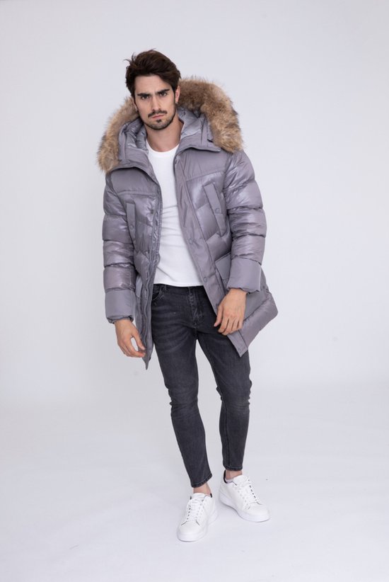 Heren Jas Parka Bomber Grey Jacket Outdoorjas Regenjas Street Vest Fashion Mode Maat M