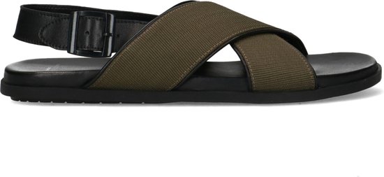 Sacha - Heren - Leren sandalen met groene banden - Maat 41