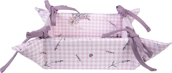 Clayre & Eef Broodmand 35x35x8 cm Paars Wit Katoen Lavendel Cadeau keuken