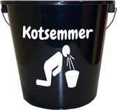 Emmer - 5 liter - zwart - met tekst: Kotsemmer – Cadeau – Geschenk – Gift – Kado – Surprise