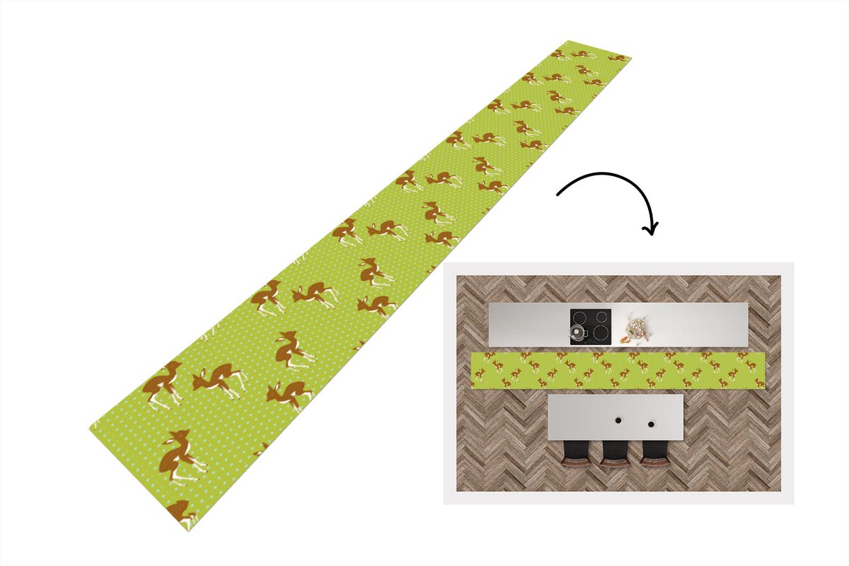 KitchenYeah Keukenloper - Keukenmat - Patronen - Hert - Stippen - 400x50 cm - Keuken vloerkleed Multicolor