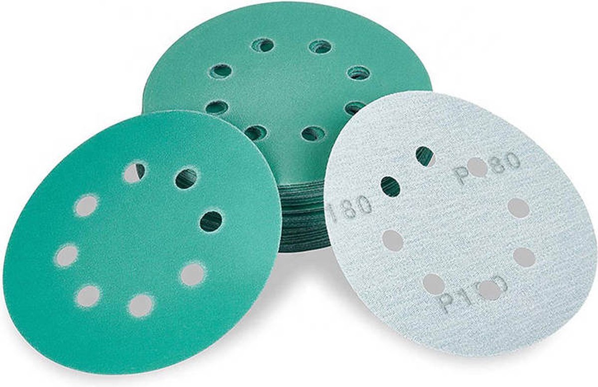 Schuurpapier Rond - 20 Stuks - Professionele Kwaliteit - Met Aluminium oxide - Rond 125 mm - Nat en Droog - Onscheurbaar - Korrel 180