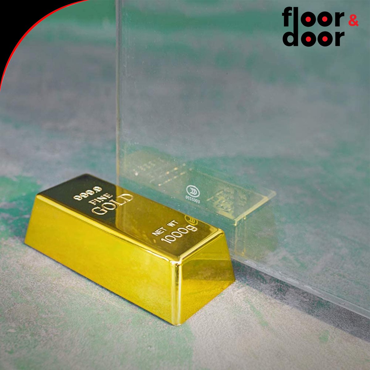 Gouden Staaf Deurstopper - Deurstop Goud - Fake Goudstaaf- Ideale Cadeau - Gouden baksteen - Gold Bullion Doorstopper Gift, by Floor&Door