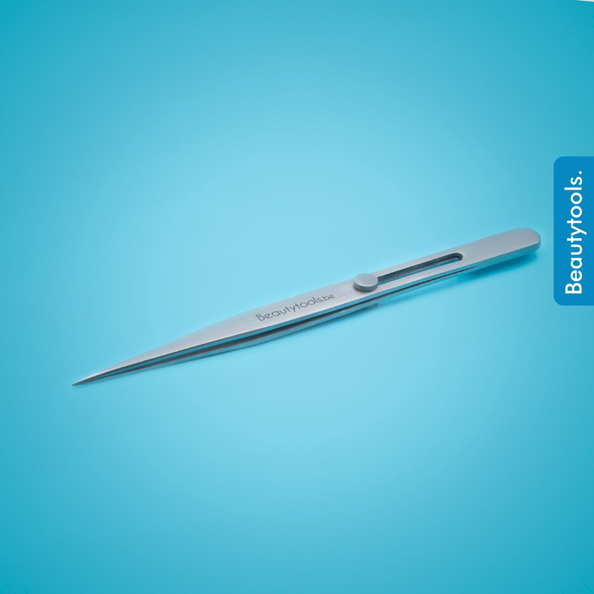 BeautyTools Punt Pincet PRECISION - Pincet met Verstevigde Punt Voor Wimperextensions - Wimper Pincet -Tweezers met Ingebouwde Schuifslot (14 cm) - Inox (PT-0973)