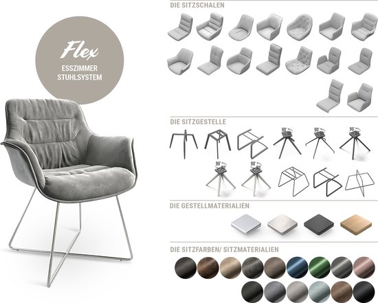 Draaistoel Gaio-Flex kruisframe hoekig zwart echt leer zwart 180° draaibaar - Afbeelding 6