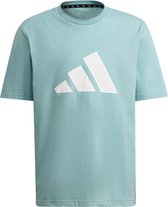 Adidas Shirt Model Fl 3B Tee - Turquoise / Wit - Maat S