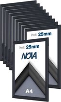 10 PACK Nova Kliklijsten A4 21 x 29.7 cm aluminium zwart – wissellijst - posterlijst