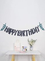 Originele Slinger Happy Birthday Vintage | Zwart met Groen | Vlag – Versiering – Banner – Guirlande | Verjaardag – Feest – Party – Birthday - DH collection