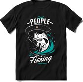 Cool people do fishing | vissen outdoor T-Shirt Heren / dames | hengelsport cadeau Shirt - grappige Spreuken, Zinnen en Teksten Maat M