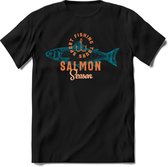 Salmon season | vissen outdoor T-Shirt Heren / dames | hengelsport cadeau Shirt - grappige Spreuken, Zinnen en Teksten Maat 3XL