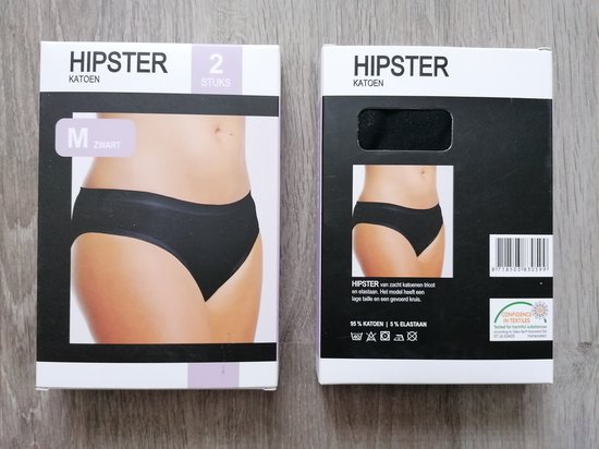 Dames Hipster - 3x2-pack - Zwart - Maat M