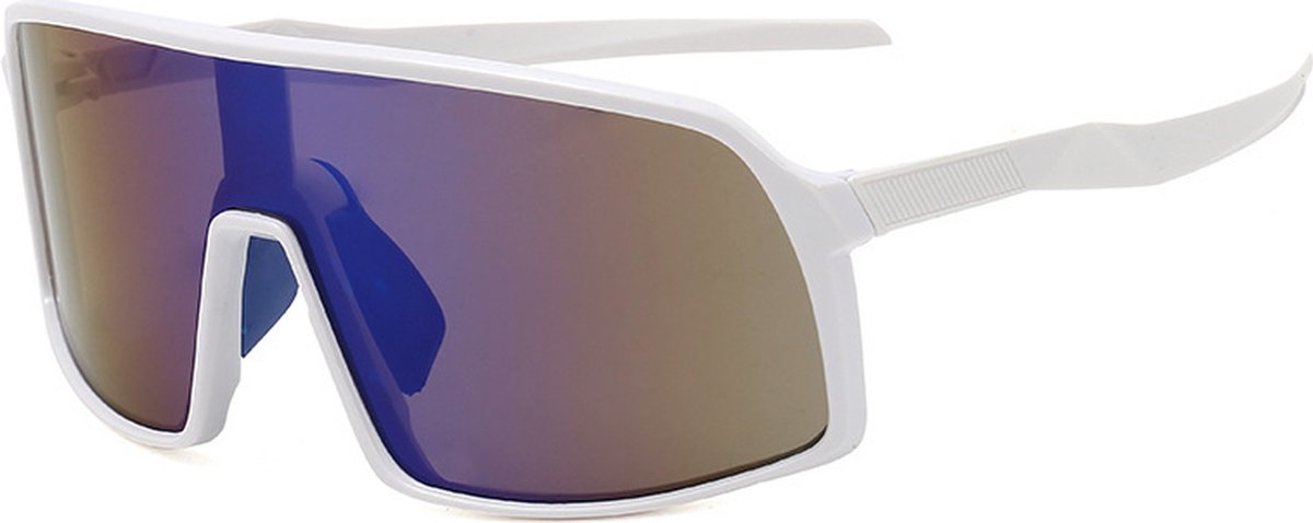 Garpex® Fietsbril - Sportbril - Polaroid Zonnebril - Zonnebril - Racefiets - Mountainbike - Motor - Wit Frame Blauwe Lens - Garpex®