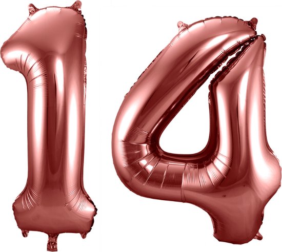 Folieballon 14 jaar brons 86cm