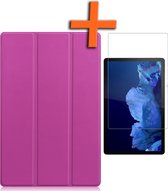 Hoes Geschikt voor Lenovo Tab P11 Hoes Tri-fold Tablet Hoesje Case Met Screenprotector - Hoesje Geschikt voor Lenovo Tab P11 Hoesje Hardcover Bookcase - Paars.