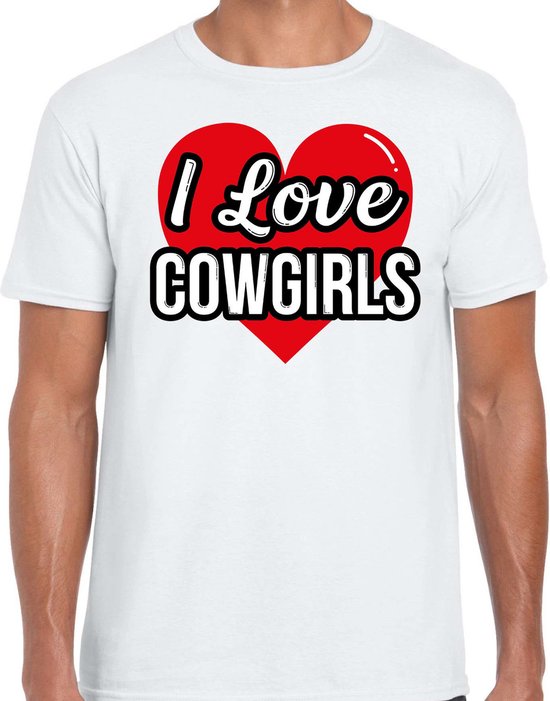 I love Cowgirls verkleed t-shirt wit heren Western/ Wilde