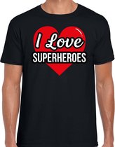 I love superheroes / superhelden verkleed t-shirt zwart - heren - Superhelden/ superhelden thema verkleed outfit / kleding L