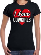 I love Cowgirls verkleed t-shirt zwart - dames - Western/ Wilde westen thema verkleed outfit / kleding XL