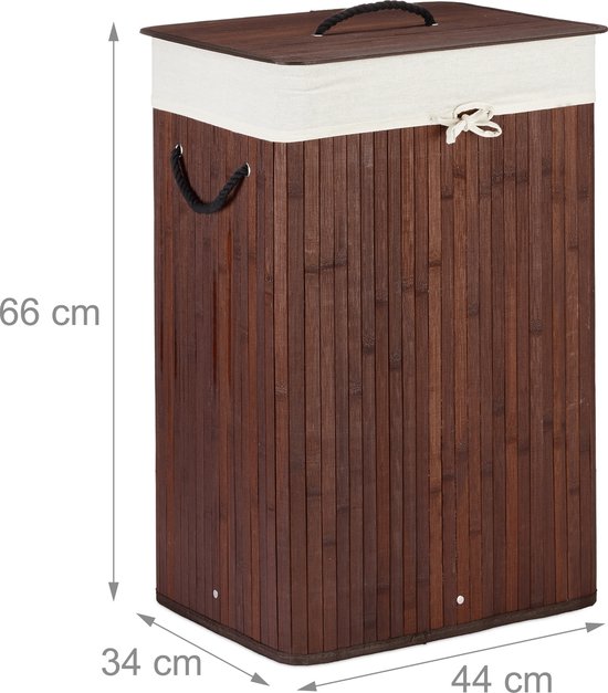 Achat FANTASK Panier à Linge, Avec Couvercle, 80 L, En Bambou Avec Sac Pas Cher
