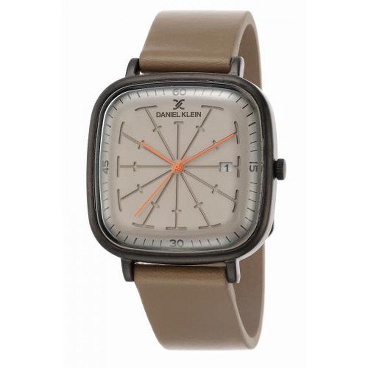 Daniel Klein DK.1.12508-4 - Horloge - Analoog - Mannen - Heren - leren band - Vierkant - Beige - Zwart