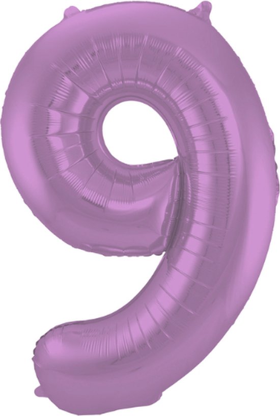 Folieballon 9 jaar metallic paars 86cm
