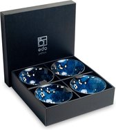 Matcha kom - Luxe - Kommen - 5 Delig - Matcha - Kommen set - Hana blauw - Traditionele - Theeset - Chawan Kom - 100% Porselein - Hand gemaakt - Theeservies - Matcha bowl - Kom - Sc