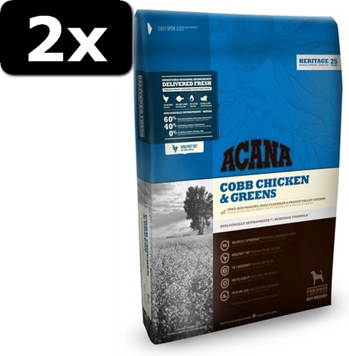 Bol.com 2x ACANA HERITAGE ADULT DOG 11,4KG aanbieding