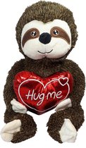 Luiaard Bruin met Hart 'Hug Me' Pluche Knuffel 40 cm - Plush Toy | Liefdes i love you knuffeldier Knuffelpop teddybeer knuffelbeer voor kinderen jongens meisjes | Rozenbeer Rozen b