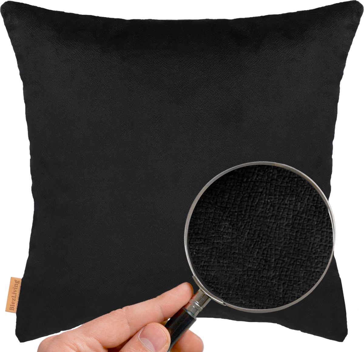 COHOSO Sierkussen Velours Fluweel Zwart 60x60 cm