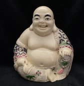 De Happy lachende Boeddha geluk, blijheid, succes, welvaart en voorspoed. 12.5cm ivoor look Feng Shui