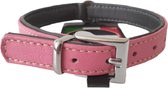 JACK AND VANILLA Nappa Halsband / Hondenhalsband - Nappa Leder - Roze / Antraciet - Breedte 14 mm - Nekomtrek 23,5 - 28,5 cm (GELIEVE ALVORENS BESTELLEN OPMETEN)