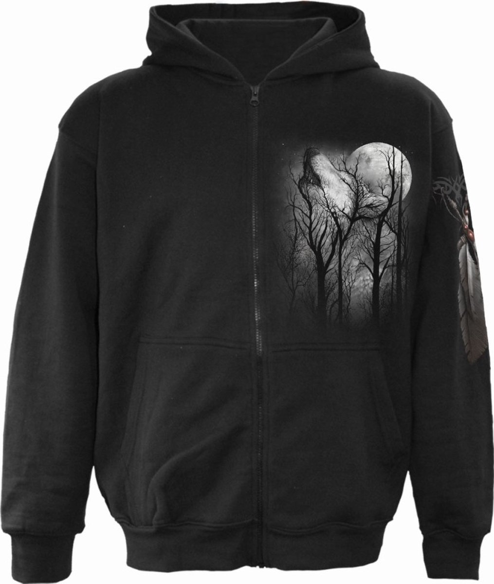 Spiral Forest Wolf Heren Vest met capuchon - zwart - XL