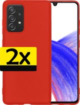 Hoesje Geschikt voor Samsung A33 Hoesje Siliconen Case - Hoes Geschikt voor Samsung Galaxy A33 Hoes Siliconen - Rood - 2 Stuks