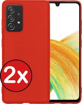 Samsung Galaxy A33 Hoesje Siliconen Case Cover - Samsung A33 Hoesje Cover Hoes Siliconen - Rood - 2 PACK